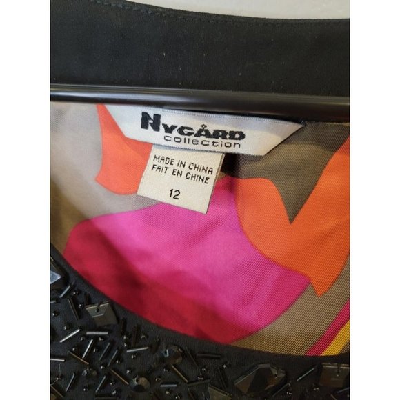 Nygard Collection Size 12 Women's Blouse 100% Silk Geometric Print Top - Picture 3 of 6